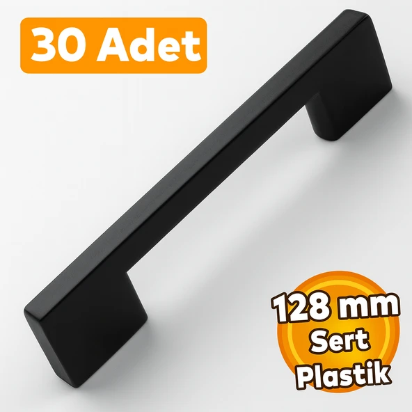 (SERT PLASTİK) 30 Adet Köprü 128 Mm Siyah Mobilya Mutfak Çekmece Dolap Dolabı Kulpu Kulbu Kulpları ürün görseli 1