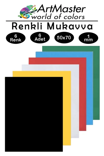 Renkli Mukavva 50x70 cm 6 Renk 1 Paket Renkli Sert Karton 1.0 mm Anasınıfı Hobi Etkinlik Okul Öncesi Proje ürün görseli 1