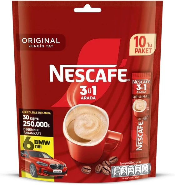 Nescafe 3ü1 Arada Original Granül Kahve 10'lu Paket ürün görseli 1