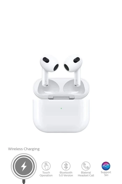 3.nesil Ios Ve Androıd Uyumlu Kablosuz Şarj Destekli Kılıf Hediyeli Bluetooth Kulaklık ürün görseli 1