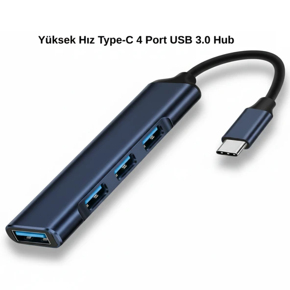 Type C To 4 Port USB 3.0 Hub OTG Çoğaltıcı Çoklayıcı Adaptör – Yeni Model Laptop Uyumlu ürün görseli 1