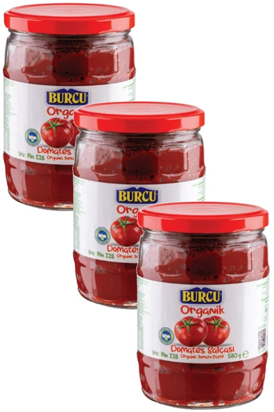 Burcu Organik Domates Salçası 600 gr (Cam Kavanoz) x 3 Adet ürün görseli 1