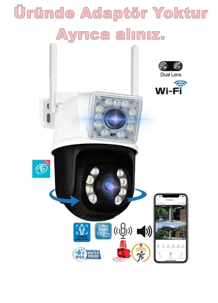 O-KAM Pro 3012 Wi-Fi PTZ İki Kameralı 360? İç ve Dış Mekan Akıllı Kamera 3MP - 5MP IP66 (1 Hareketli 1 Sabit Wifi li) ürün görseli 1