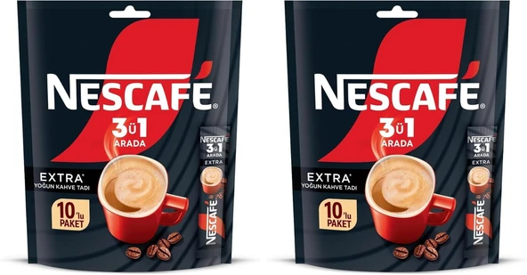 Nescafe 3ü1 Arada Extra Yoğun Kahve Tadı Granül Kahve 10'lu Paket (2 ADET) ürün görseli 1