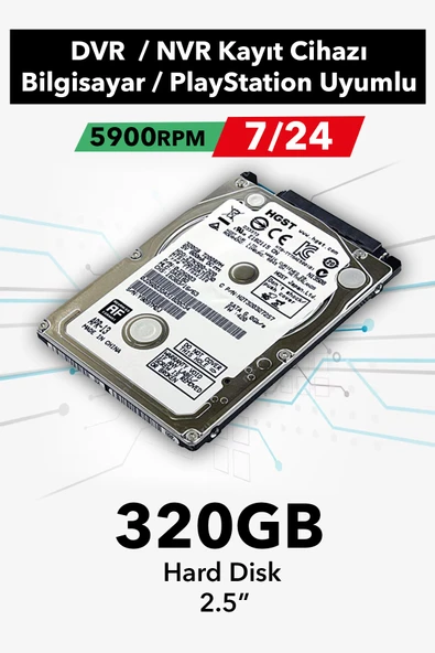 320GB HARD DİSK - 5400RPM 7/24 VİDEO DİSK GÜVENLİK KAMERASI SİSTEMİ - GÜVENLİK KAMERASI ürün görseli 1