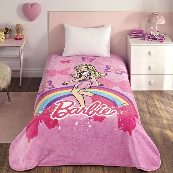 Lisanslı Barbie Sun Tek Kişilik Battaniye - Resim 2