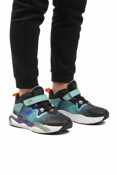 Siyah Yeşil Cırtlı Erkek Çocuk Hi Sneaker ürün görseli 1