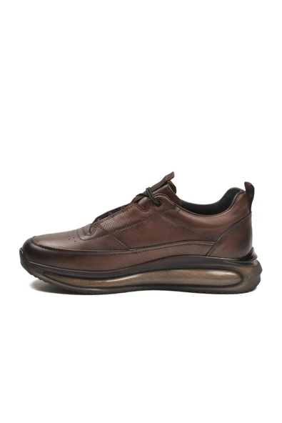 Kahve Hakiki Deri Anatomik Erkek Sneaker - Resim 2