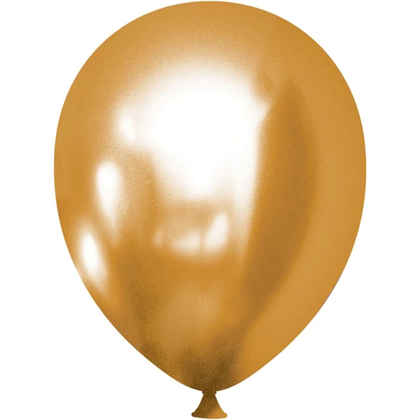 Helyuma Uyumlu Gold Altın Krom Balon Mirror Balon 12 inç 5 Adet Gold Altın Balon 12 inch ürün görseli 1