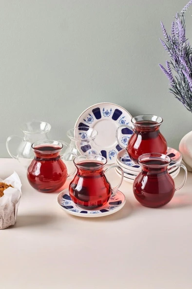 Perotti Laleli 6 Kişilik 12 Parça Kulplu Çay Seti 210 Ml 17903 ürün görseli 1