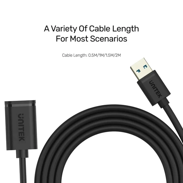 UNITEK USB3.0(M) TO USB3.0(F) KABLO 2MT(Y-C459GBK) ürün görseli 1