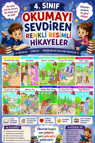 4.Sınıf Okumayı Sevdiren Renkli Resimli Hikayeler 6 - 10 Kitap ürün görseli 1