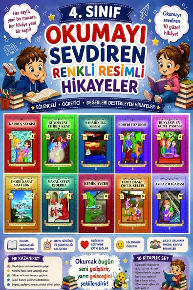 4.Sınıf Okumayı Sevdiren Renkli Resimli Hikayeler 8 - 10 Kitap ürün görseli 1