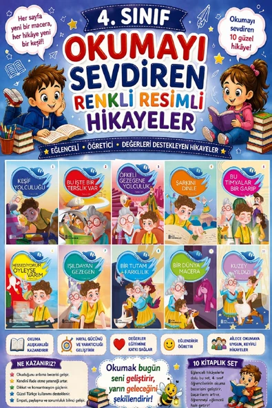 4.Sınıf Okumayı Sevdiren Renkli Resimli Hikayeler 9 - 10 Kitap ürün görseli 1