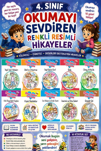 4.Sınıf Okumayı Sevdiren Renkli Resimli Hikayeler - 10 Kitap ürün görseli 1