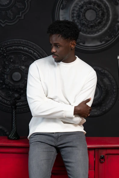 Dorss Regular Fit Armürlü Bisiklet Yaka Likralı Mevsimlik Sweatshirt ürün görseli 1