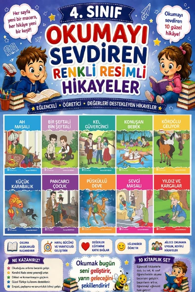 4.Sınıf Okumayı Sevdiren Renkli Resimli Hikayeler 5 - 10 Kitap ürün görseli 1