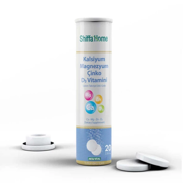 Shiffa Home Kalsiyum Magnezyum Çinko D3 Vitamini - 20 Efervesan Tablet ürün görseli 1