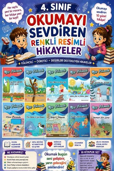 4.Sınıf Okumayı Sevdiren Renkli Resimli Hikayeler 2 - 10 Kitap ürün görseli 1