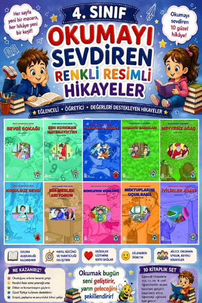 4.Sınıf Okumayı Sevdiren Renkli Resimli Hikayeler 7 - 10 Kitap ürün görseli 1