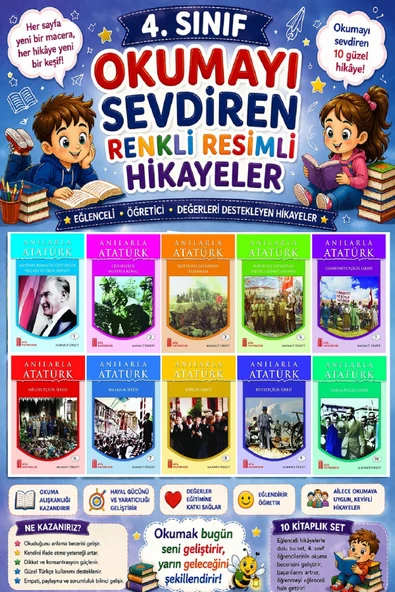 4.Sınıf Okumayı Sevdiren Renkli Resimli Hikayeler 3 - 10 Kitap ürün görseli 1