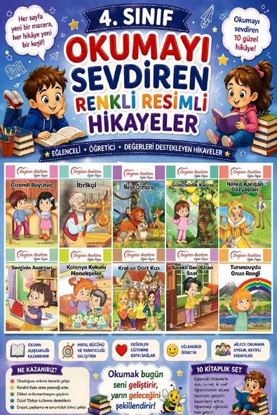 4.Sınıf Okumayı Sevdiren Renkli Resimli Hikayeler 4 - 10 Kitap ürün görseli 1