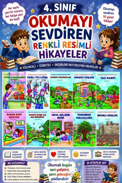 4.Sınıf Okumayı Sevdiren Renkli Resimli Hikayeler 10 - 10 Kitap ürün görseli 1