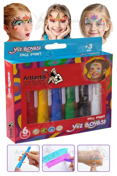 Yüz Boyası 6 Renk 1 Paket Fixpoint Face Paint Çevirmeli Yüz Boyası Canlı Renkler Sağlığa Zararsız Kreş Okul Öncesi ürün görseli 1