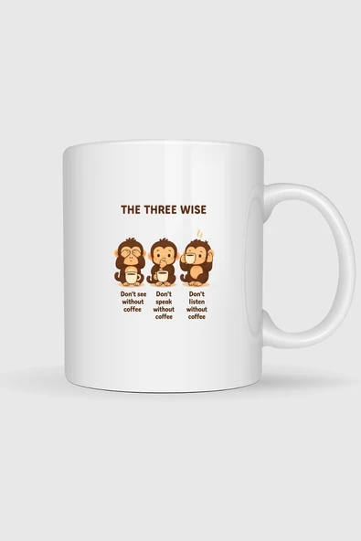 The Three Wise 3 Maymun Baskılı Kupa Bardak ürün görseli 1