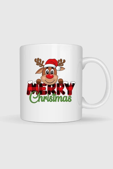 Merry Christmas Noel Geyiği Baskılı Kupa Bardak ürün görseli 1