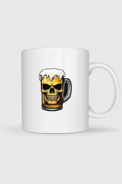 Foamy Skull Beer Baskılı Kupa Bardak ürün görseli 1