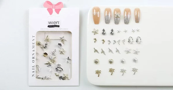 30lu Deniz Tema Metal Tırnak Süsleme Charm Nail Art Charm Taşları WN-508 ürün görseli 1