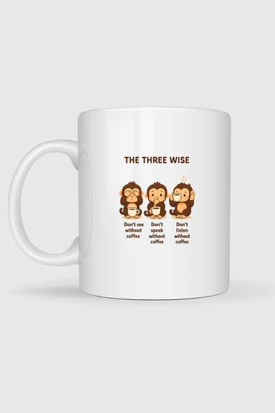 The Three Wise 3 Maymun Baskılı Kupa Bardak - Resim 2