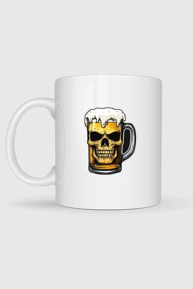 Foamy Skull Beer Baskılı Kupa Bardak - Resim 2