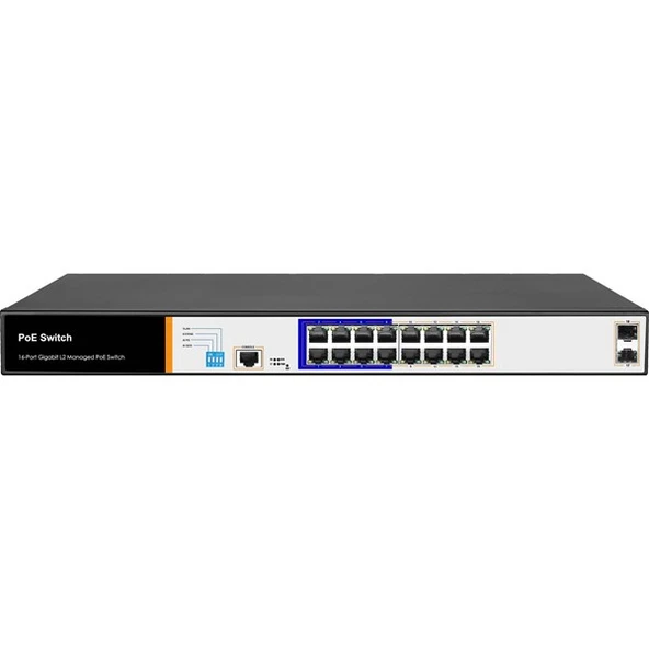 FOREDGE 16port POE PS3016GS GIGABIT 2-SFP 150W YÖNETİLEBİLİR SWITCH ürün görseli 1