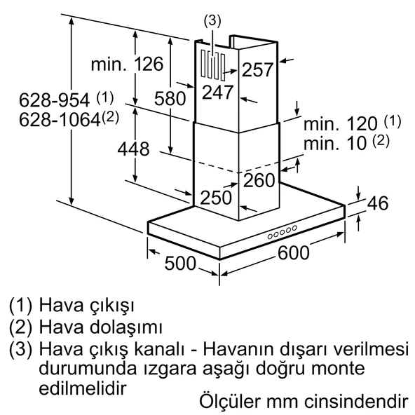 Profilo DVB6R451 Duvar Tipi 60 cm Inox Davlumbaz - Resim 3