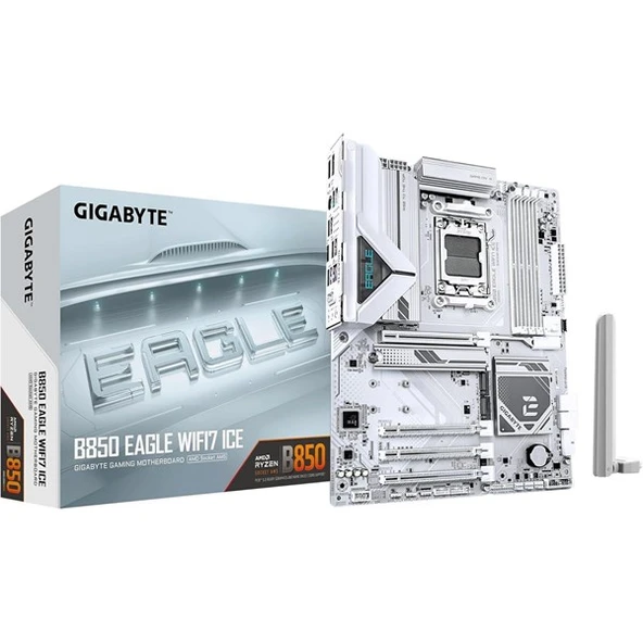 GIGABYTE B850 EAGLE WIFI7 ICE DDR5 HDMI-DP TYPEC PCIE 5.0 AM5 ATX BEYAZ ürün görseli 1