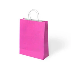 Büküm Saplı Kraft-Kağıt Fuşya Çanta Pakette 24 Ad. ürün görseli 1