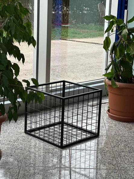 Metal Tel Kasa Sepet  - Depolama Kasası,  Sele Sepet  Siyah 35x35 cm H:20 cm ürün görseli 1