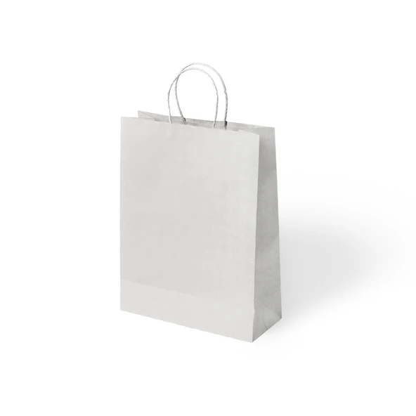 Büküm Saplı Beyaz Kraft Kağıt Beyaz Çanta Pakette 24 Ad. ürün görseli 1