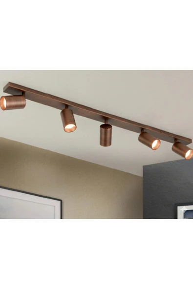 Beşli 5’li Bakır Eskitme Fırçalı GU10 LED Tavan Spot Hareketli Başlıklı Tasarruflu Modern Avize ürün görseli 1