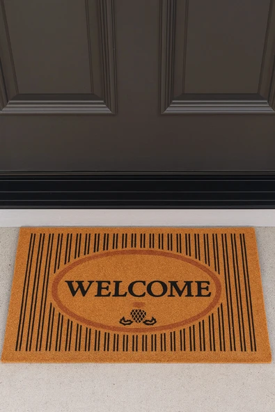 Valerine Life Velür Coco Dokulu Welcome Hoş Geldiniz Kapı Önü Dış Mekan Paspası 45x70cm 27YCM260103 ürün görseli 1