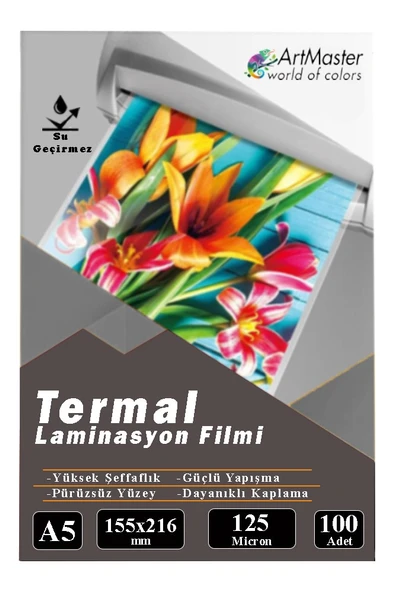 A5 Parlak Laminasyon Filmi 100 Lü 1 Paket 125 Mikron Pvc Kaplama Laminasyon Kaplama Poşeti 100 Adet ürün görseli 1