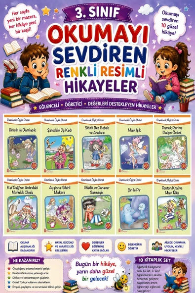 3.Sınıf Okumayı Sevdiren Renkli Resimli Hikayeler 7 - 10 Kitap ürün görseli 1