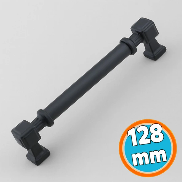 Mobilya Çekmece Mutfak Dolabı Dolap Kulpları Kulb 12.8 cm 128 mm Düz SİYAH Metal Kulp ürün görseli 1