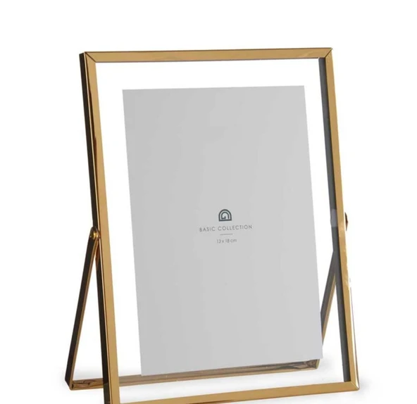 resim çerçevesi, metal cam, dikey dikdörtgen RESİM çerçevesi 25+20 CM gold renk - Resim 2