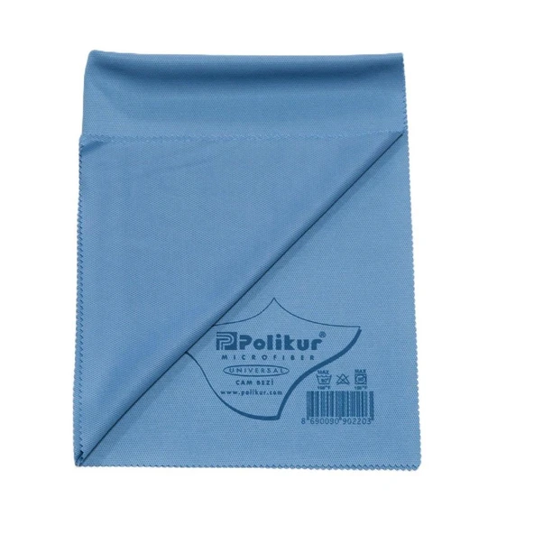 Polikur Mikrofiber Sık Dokulu Cam Temizlik Bezi - Mavi - 40x50 Cm. - 1 Adet ürün görseli 1