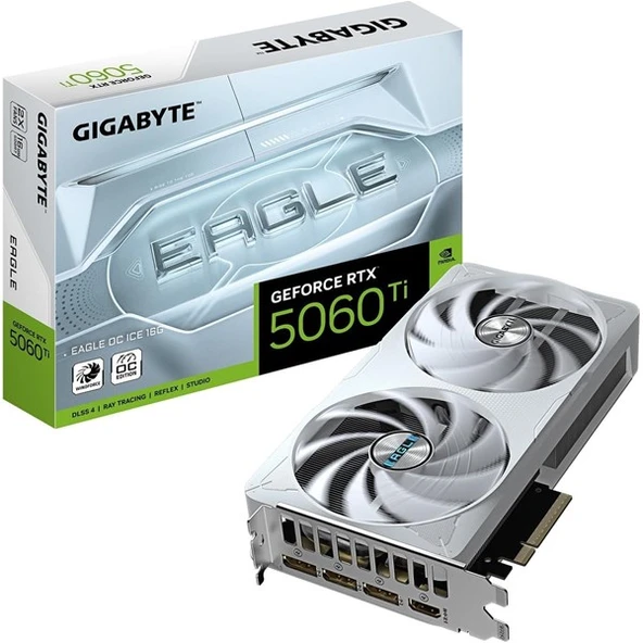 GIGABYTE 16GB RTX5060TI EAGLE OC ICE GV-N506TEAGLEOC ICE-16GD GDDR7 HDMI-DP PCIE 5.0 BEYAZ ürün görseli 1