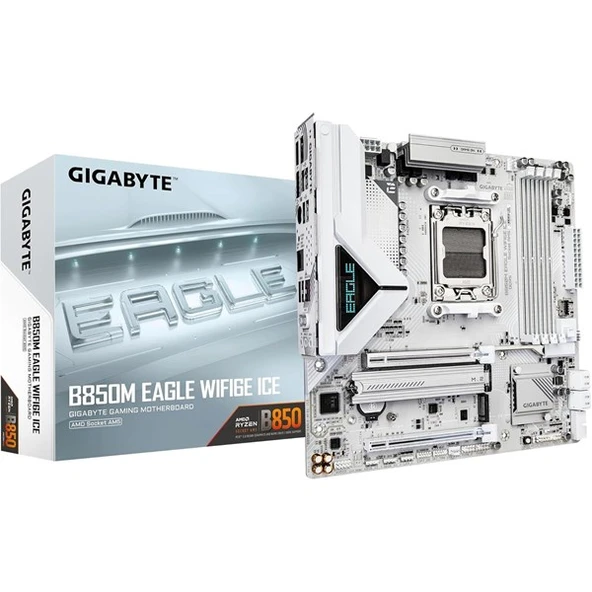 GIGABYTE B850M EAGLE WIFI6E ICE DDR5 HDMI-DP TYPEC PCIE 5.0 AM5 MATX BEYAZ ürün görseli 1