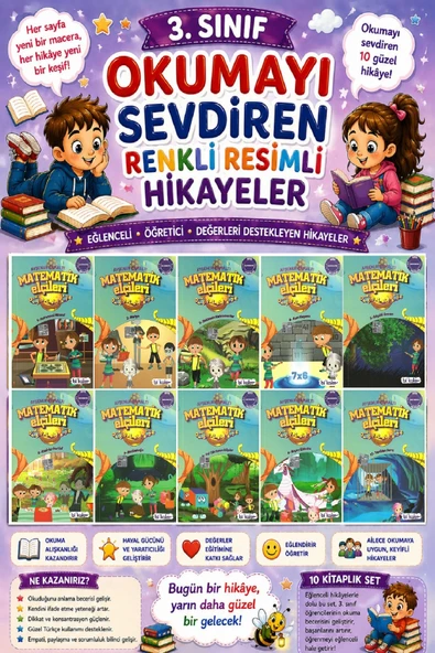 3.Sınıf Okumayı Sevdiren Renkli Resimli Hikayeler 18 - 10 Kitap ürün görseli 1